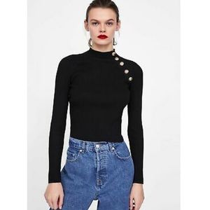 ZARA Knit Black Ribbed Turtleneck Sweater